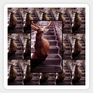 Deer on an escalator Sticker